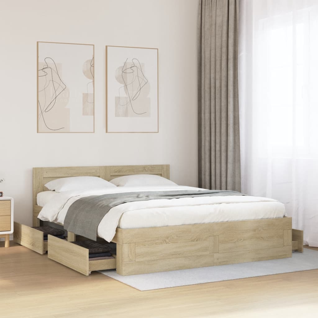 Giroletto Testiera Rovere Sonoma 160x200 cm Legno Multistrato | homemem39
