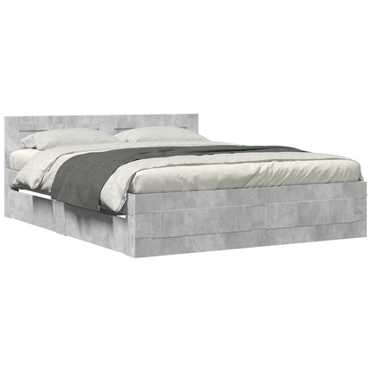 Giroletto Testiera Grigio Cemento 160x200 cm Legno Multistrato | homemem39