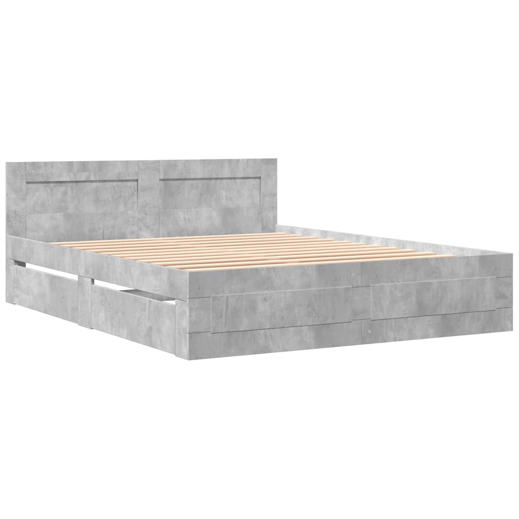 Giroletto Testiera Grigio Cemento 160x200 cm Legno Multistrato | homemem39