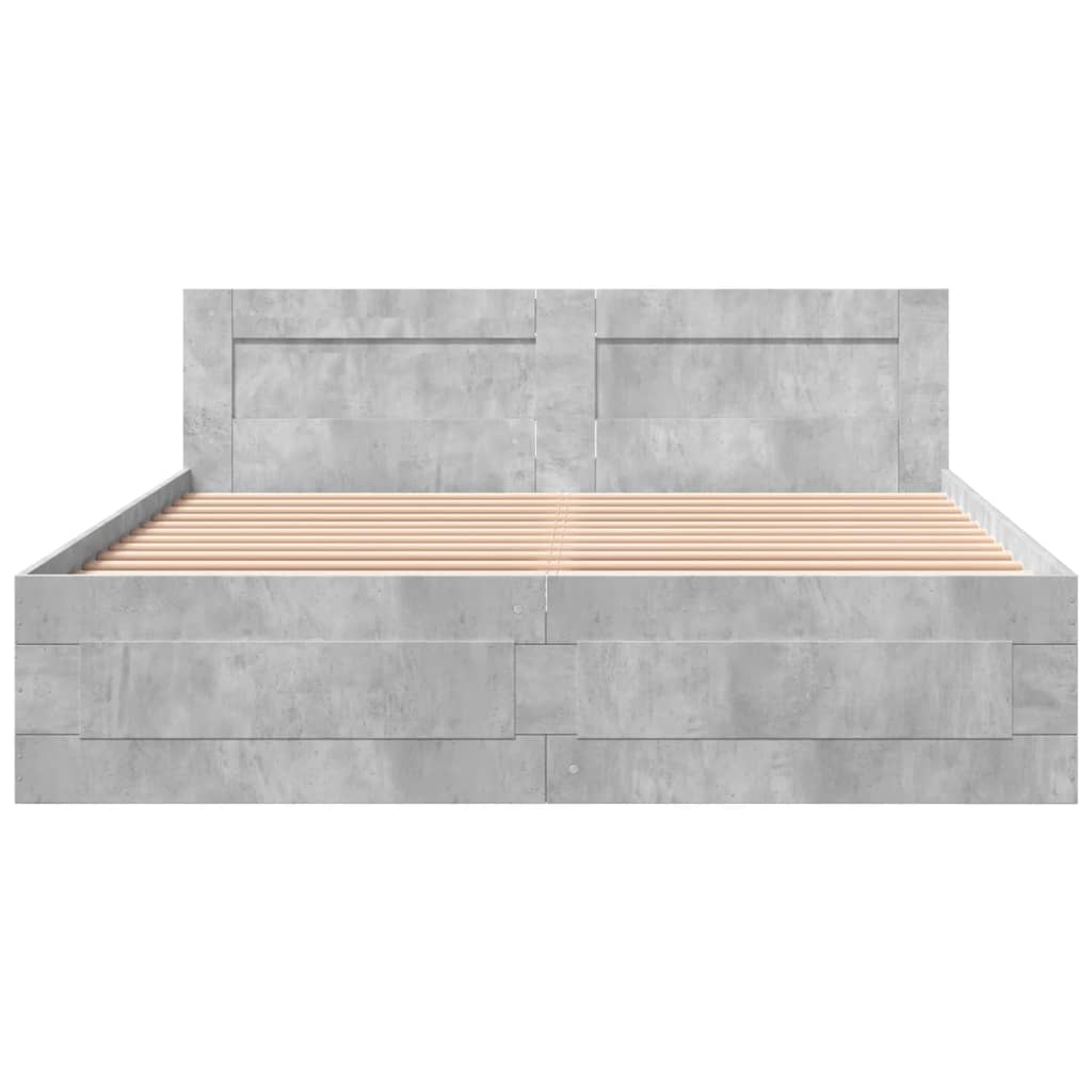 Giroletto Testiera Grigio Cemento 160x200 cm Legno Multistrato | homemem39