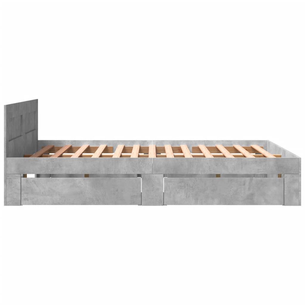 Giroletto Testiera Grigio Cemento 160x200 cm Legno Multistrato | homemem39