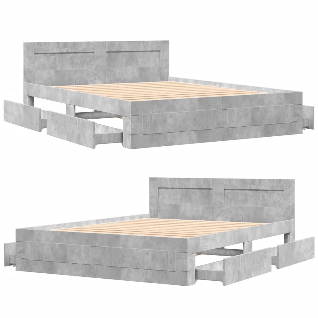 Giroletto Testiera Grigio Cemento 160x200 cm Legno Multistrato | homemem39