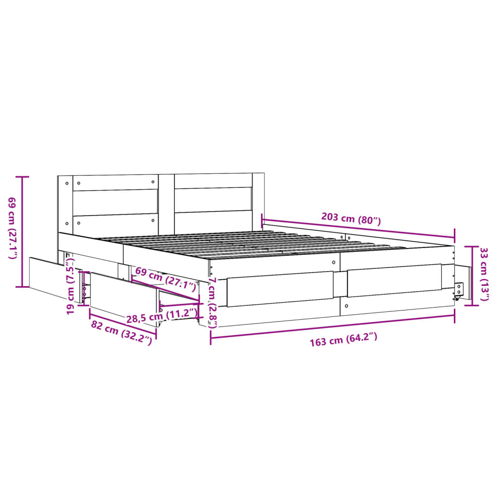 Giroletto Testiera Grigio Cemento 160x200 cm Legno Multistrato | homemem39