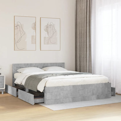 Giroletto Testiera Grigio Cemento 160x200 cm Legno Multistrato | homemem39