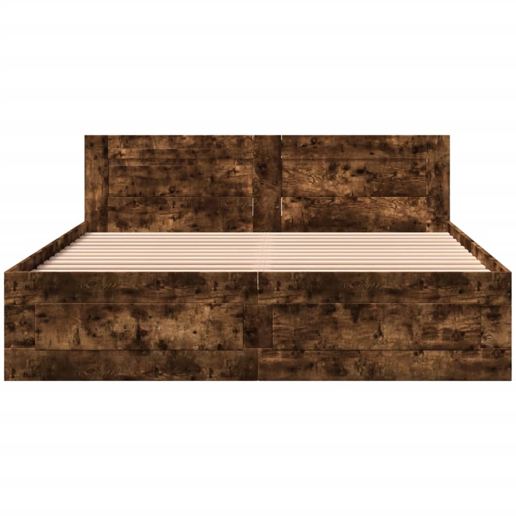 Giroletto con Testiera Rovere Fumo 160x200 cm Legno Multistrato