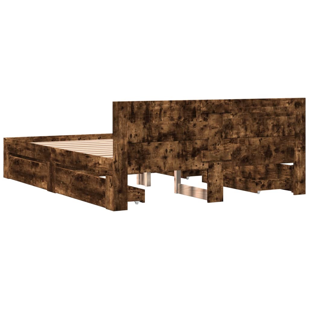 Giroletto con Testiera Rovere Fumo 160x200 cm Legno Multistrato