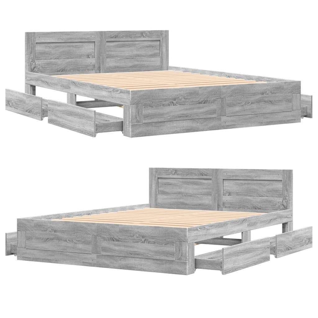 Giroletto Testiera Grigio Sonoma 160x200 cm Legno Multistrato