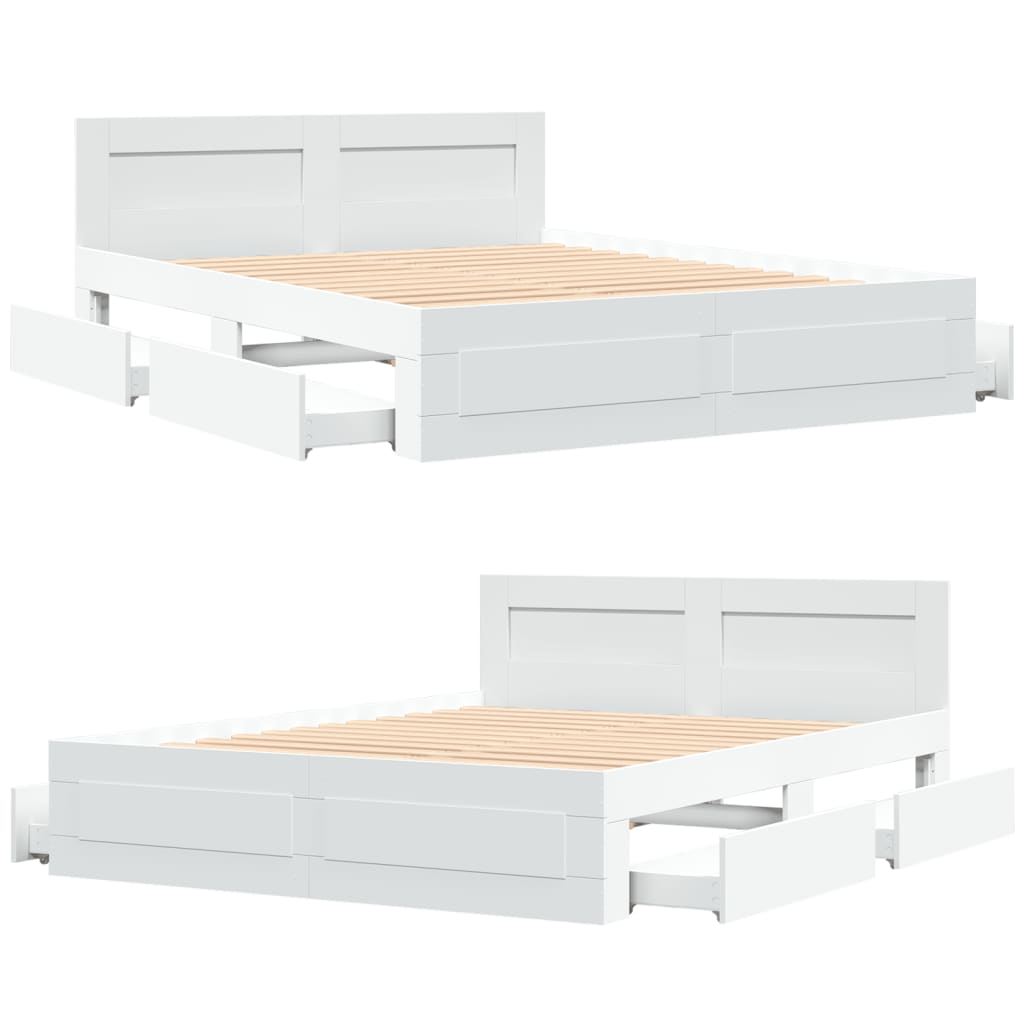 Giroletto con Testiera Bianco 150x200 cm in Legno Multistrato | homemem39
