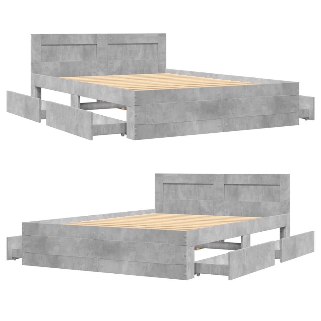 Giroletto Testiera Grigio Cemento 140x200 cm Legno Multistrato