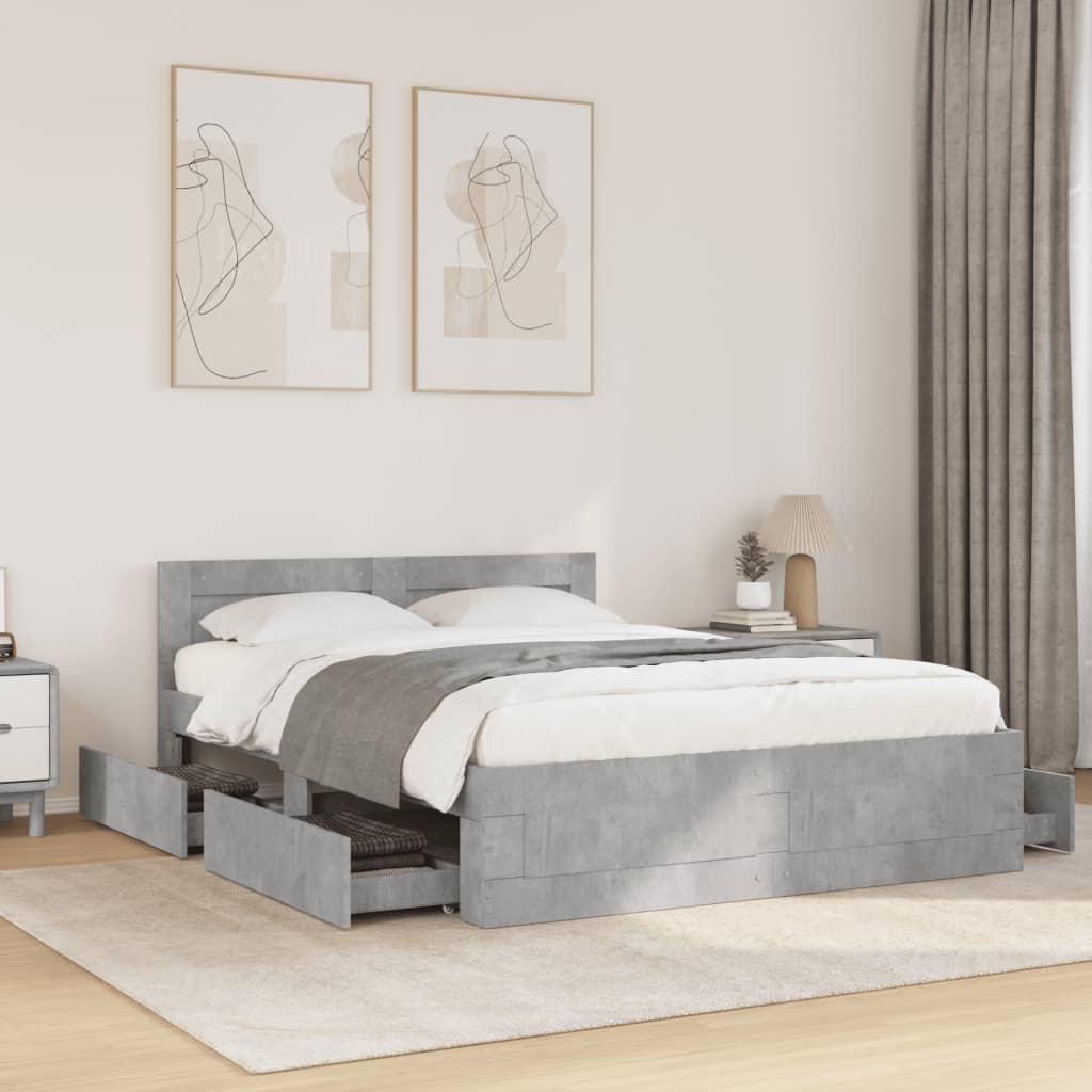 Giroletto Testiera Grigio Cemento 140x200 cm Legno Multistrato | homemem39