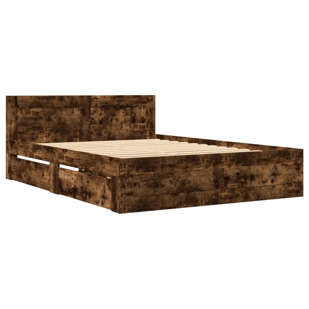 Giroletto con Testiera Rovere Fumo 140x200 cm Legno Multistrato | homemem39
