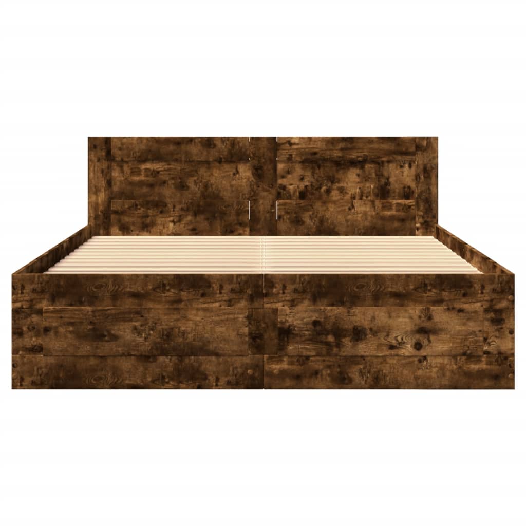 Giroletto con Testiera Rovere Fumo 140x200 cm Legno Multistrato | homemem39
