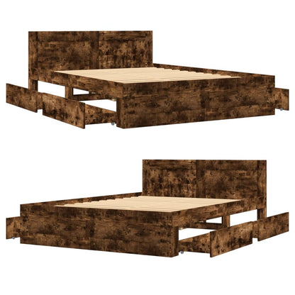 Giroletto con Testiera Rovere Fumo 140x200 cm Legno Multistrato | homemem39