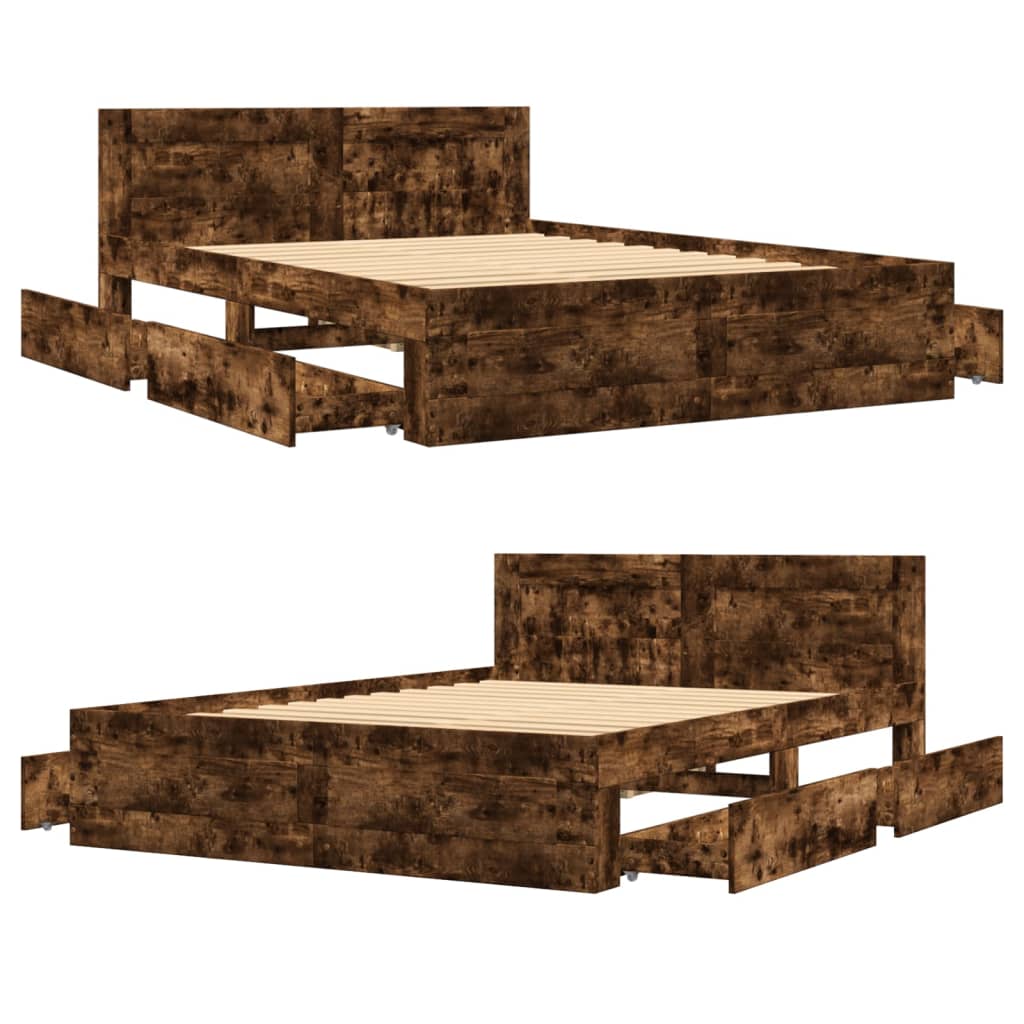 Giroletto con Testiera Rovere Fumo 120x200 cm Legno Multistrato | homemem39