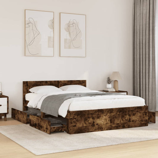Giroletto con Testiera Rovere Fumo 120x200 cm Legno Multistrato | homemem39