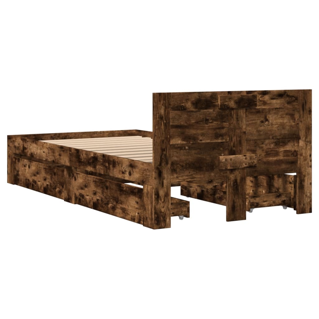 Giroletto con Testiera Rovere Fumo 100x200 cm Legno Multistrato