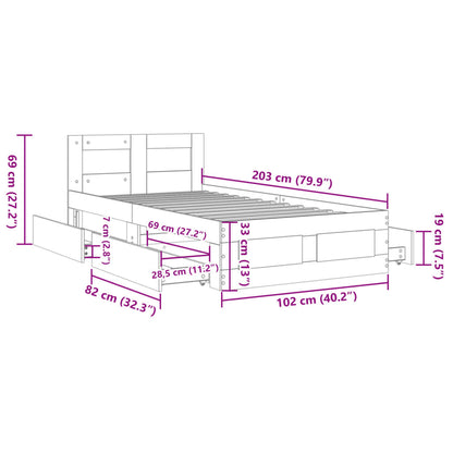 Giroletto con Testiera Rovere Fumo 100x200 cm Legno Multistrato
