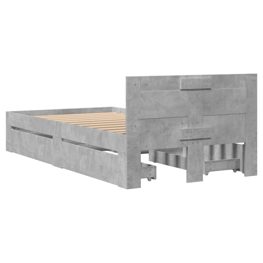 Giroletto Testiera Grigio Cemento 90x200 cm Legno Multistrato