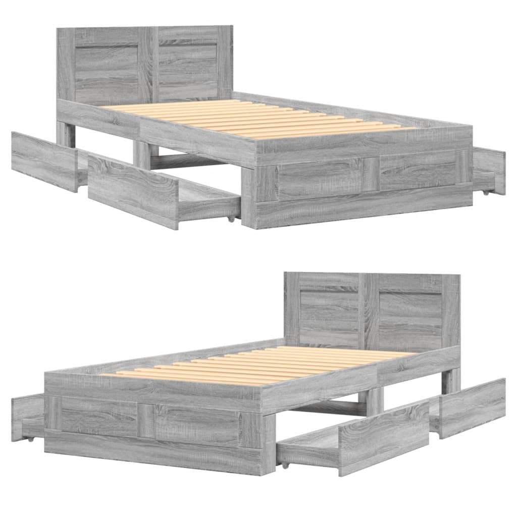 Giroletto Testiera Grigio Cemento 90x200 cm Legno Multistrato