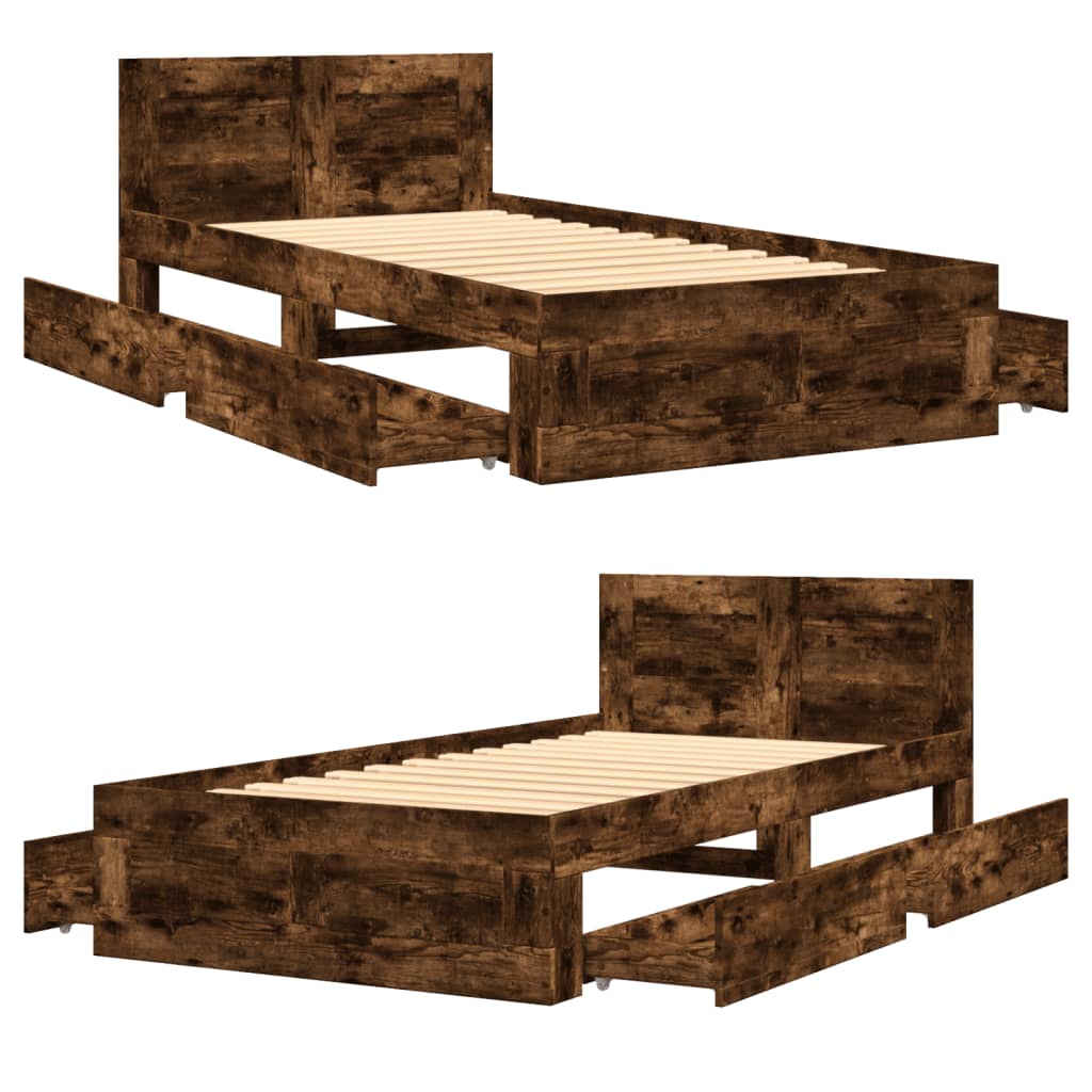 Giroletto con Testiera Rovere Fumo 90x200 cm Legno Multistrato