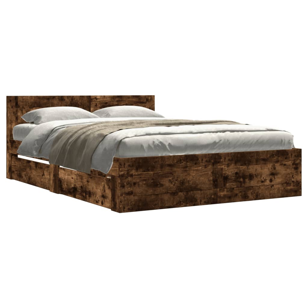 Giroletto con Testiera Rovere Fumo 120x190 cm Legno Multistrato | homemem39