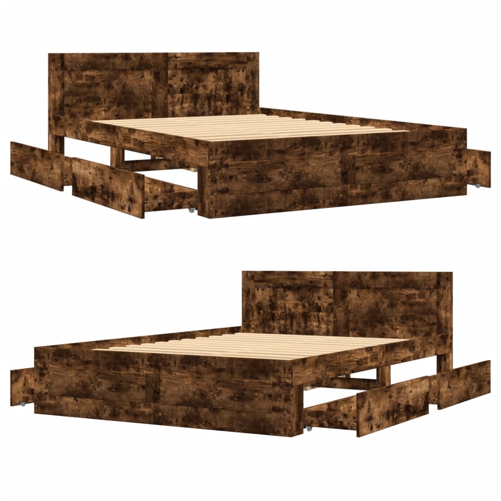 Giroletto con Testiera Rovere Fumo 120x190 cm Legno Multistrato | homemem39