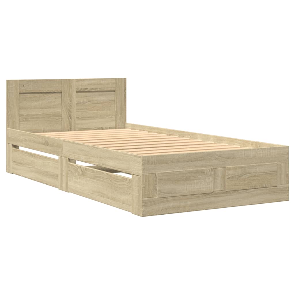 Giroletto con Testiera Rovere Sonoma 90x190cm Legno Multistrato