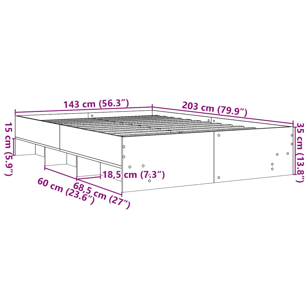 Giroletto Grigio Sonoma 140x200 cm in Legno Multistrato | homemem39