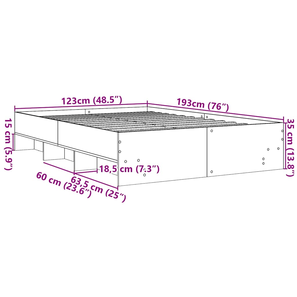 Giroletto senza Materasso Rovere Fumo 120x190 cm in Truciolato | homemem39