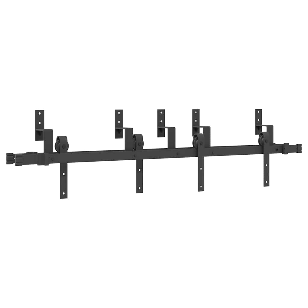 Kit di Binari per Porte Scorrevoli 152,5 cm Acciaio Nero | homemem39