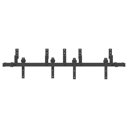Kit di Binari per Porte Scorrevoli 152,5 cm Acciaio Nero | homemem39