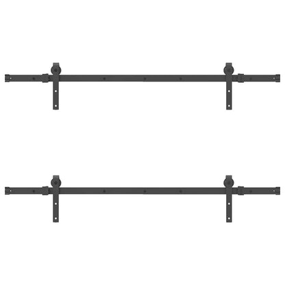 Kit di Binari per Porte Scorrevoli 152,5 cm Acciaio Nero | homemem39