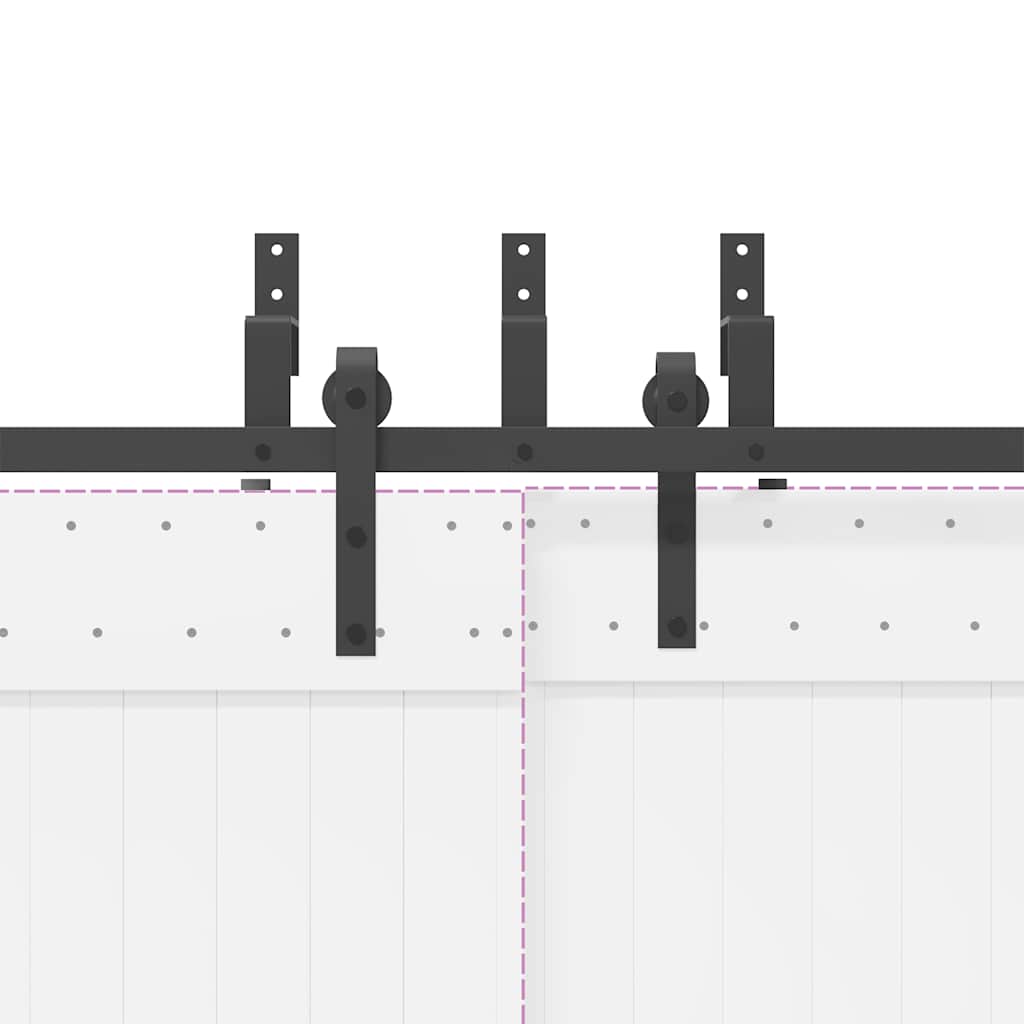 Kit di Binari per Porte Scorrevoli 152,5 cm Acciaio Nero | homemem39