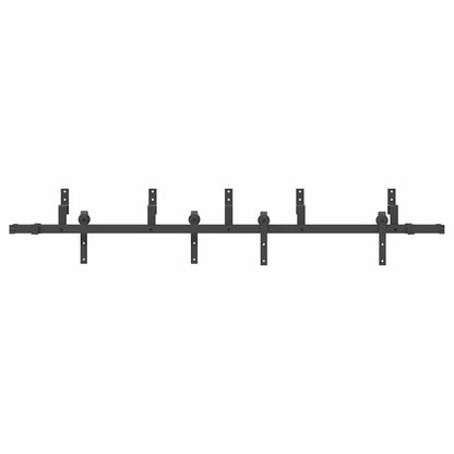 Kit di Binari per Porte Scorrevoli 213,5 cm Acciaio Nero | homemem39