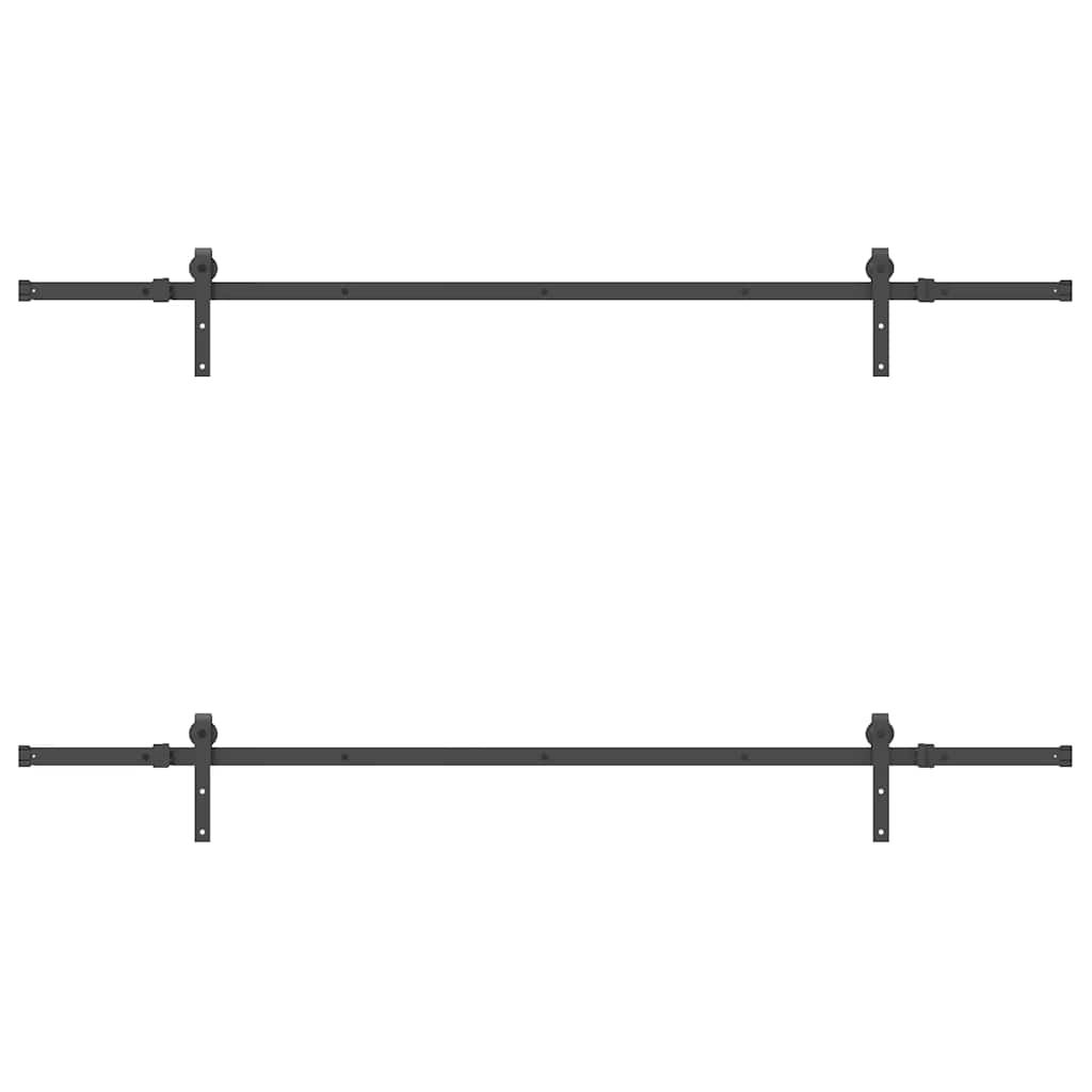 Kit di Binari per Porte Scorrevoli 213,5 cm Acciaio Nero | homemem39
