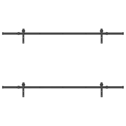 Kit di Binari per Porte Scorrevoli 213,5 cm Acciaio Nero | homemem39