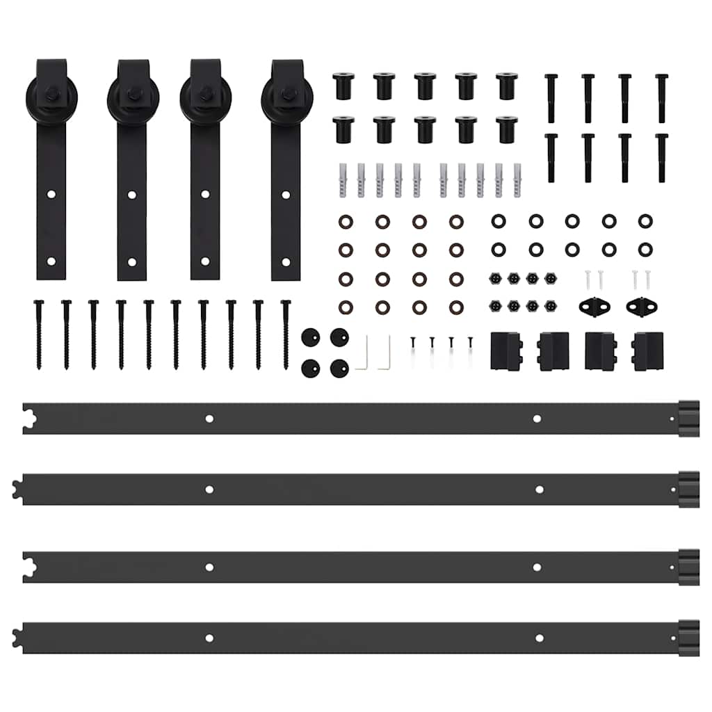 Kit di Binari per Porte Scorrevoli 213,5 cm Acciaio Nero | homemem39