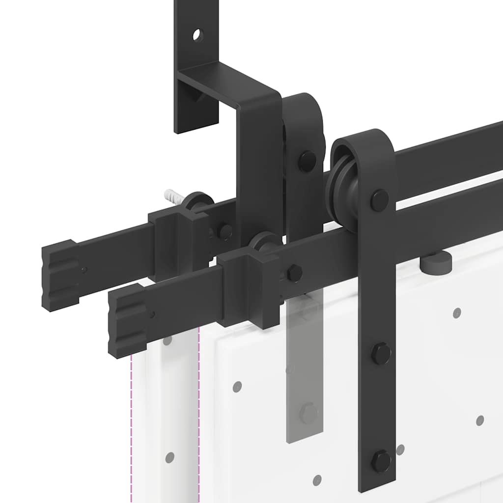 Kit di Binari per Porte Scorrevoli 213,5 cm Acciaio Nero | homemem39