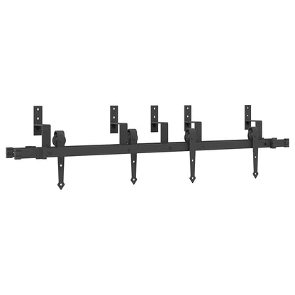 Kit di Binari per Porte Scorrevoli 152,5 cm Acciaio Nero | homemem39