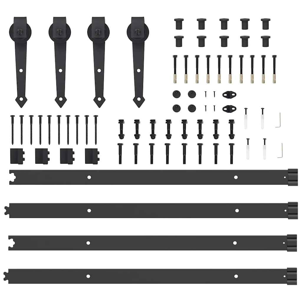 Kit di Binari per Porte Scorrevoli 152,5 cm Acciaio Nero | homemem39