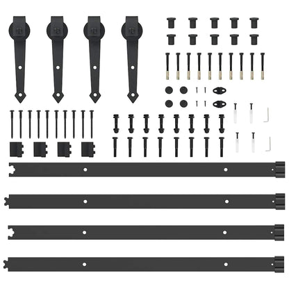 Kit di Binari per Porte Scorrevoli 152,5 cm Acciaio Nero | homemem39