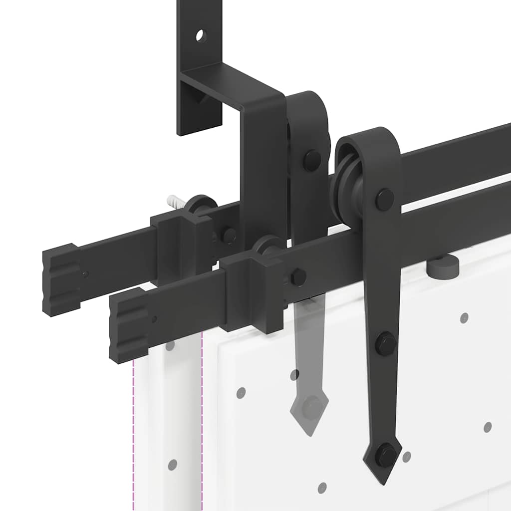 Kit di Binari per Porte Scorrevoli 152,5 cm Acciaio Nero | homemem39