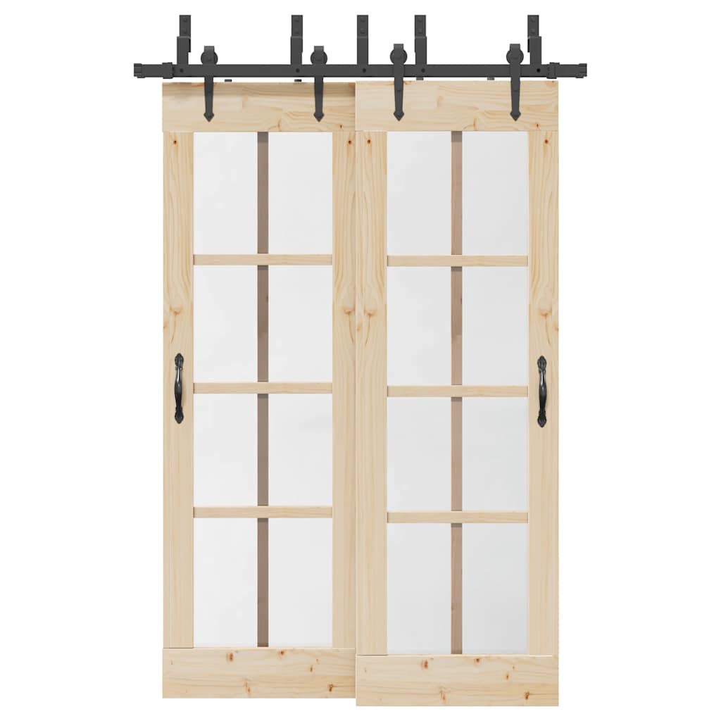 Kit di Binari per Porte Scorrevoli 152,5 cm Acciaio Nero | homemem39