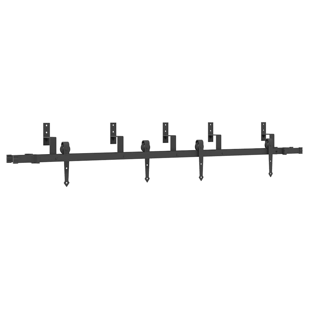 Kit di Binari per Porte Scorrevoli 213,5 cm Acciaio Nero | homemem39