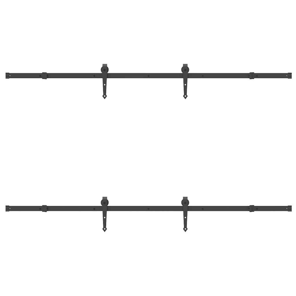 Kit di Binari per Porte Scorrevoli 213,5 cm Acciaio Nero | homemem39