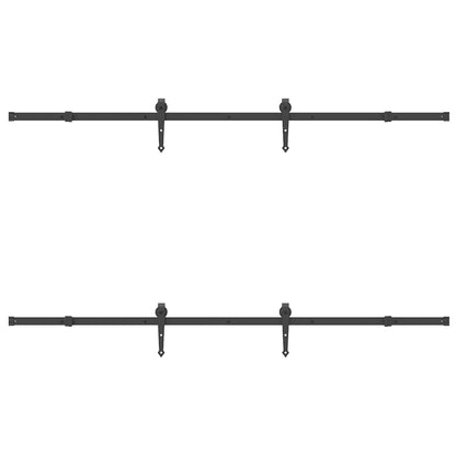 Kit di Binari per Porte Scorrevoli 213,5 cm Acciaio Nero | homemem39
