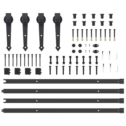 Kit di Binari per Porte Scorrevoli 213,5 cm Acciaio Nero | homemem39