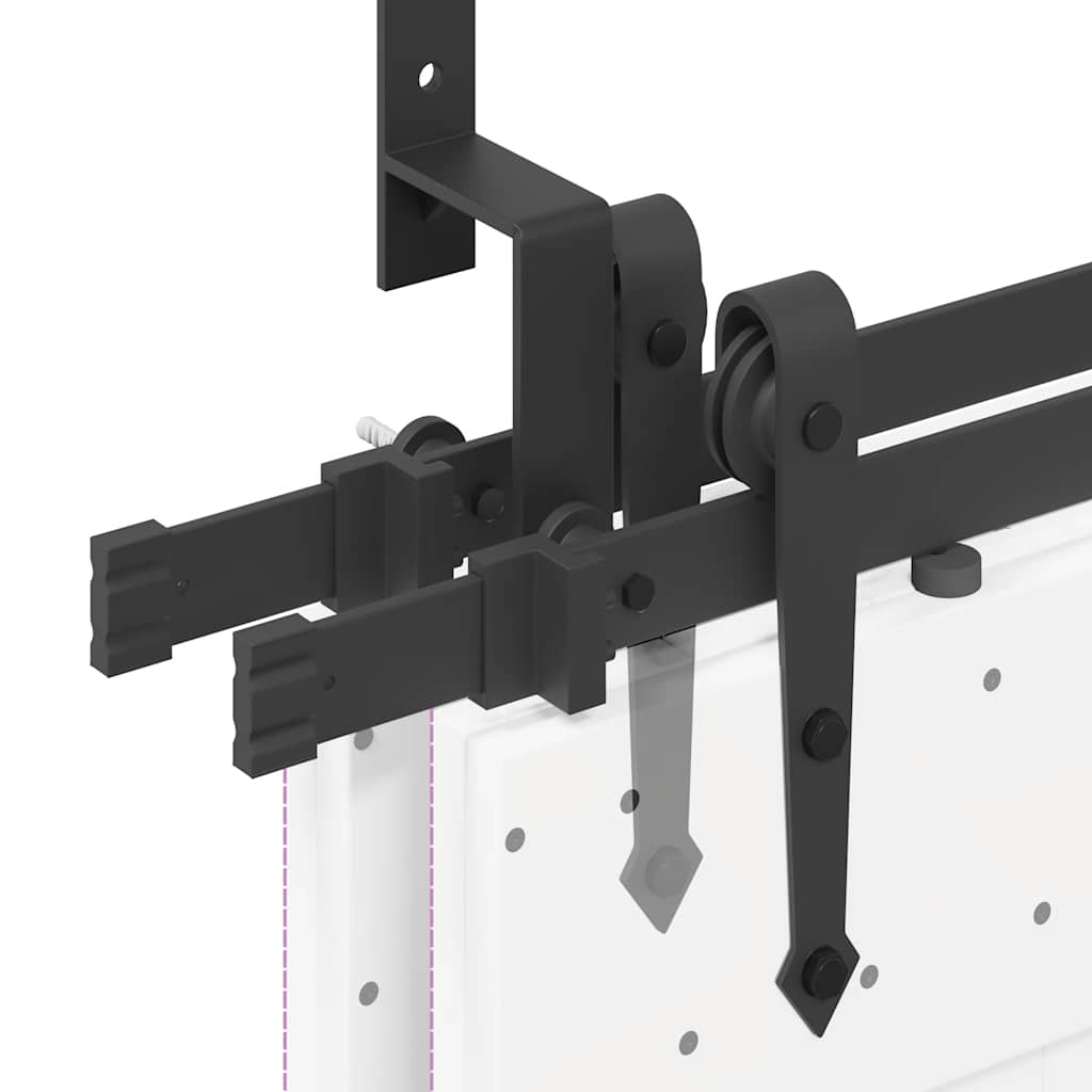 Kit di Binari per Porte Scorrevoli 213,5 cm Acciaio Nero | homemem39