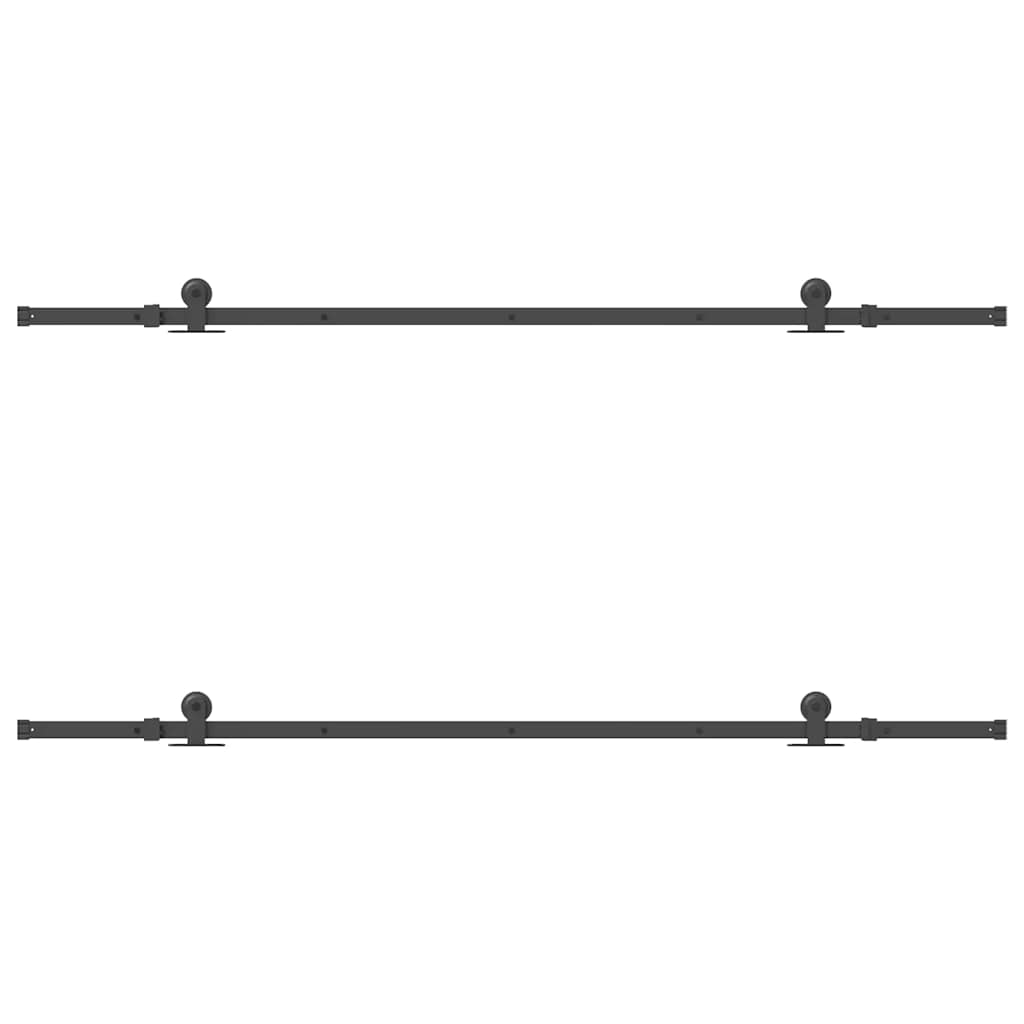 Kit di Binari per Porte Scorrevoli 213,5 cm Acciaio Nero | homemem39
