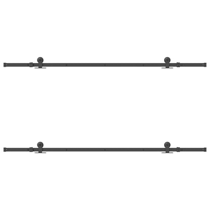 Kit di Binari per Porte Scorrevoli 213,5 cm Acciaio Nero | homemem39